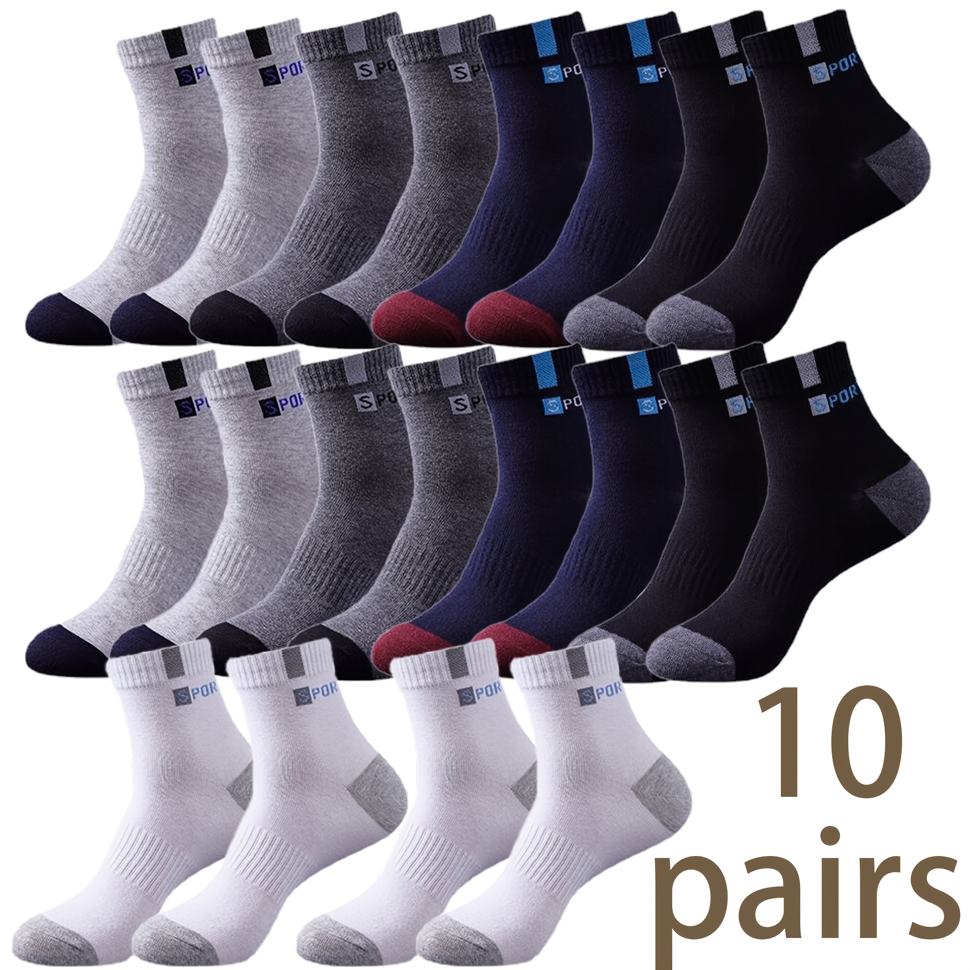 

Lot de 10 Chaussettes Athlétiques pour Hommes - Respirantes, Anti-transpiration et pour Toutes les