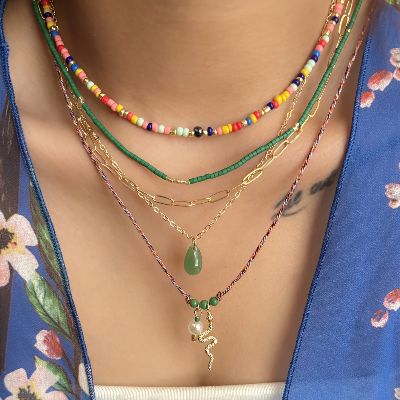 Collana Girocollo Vintage 3 Strati Con Pendente A Pera, Perle Finte, Gioiello Elegante Per Donne E Ragazze