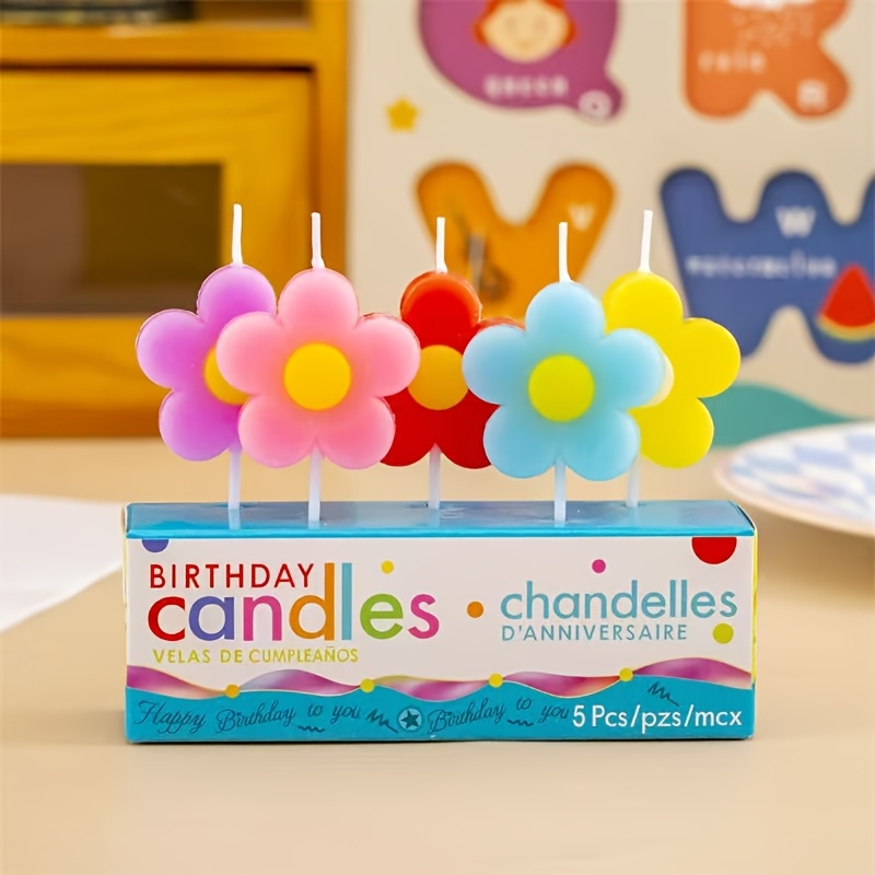 TEMU 5pcs Set Creative Cartoon Colorful Flowers Cake Decoration Supplies Candy-colored Small Flower Shape Party Celebration Baking Supplies