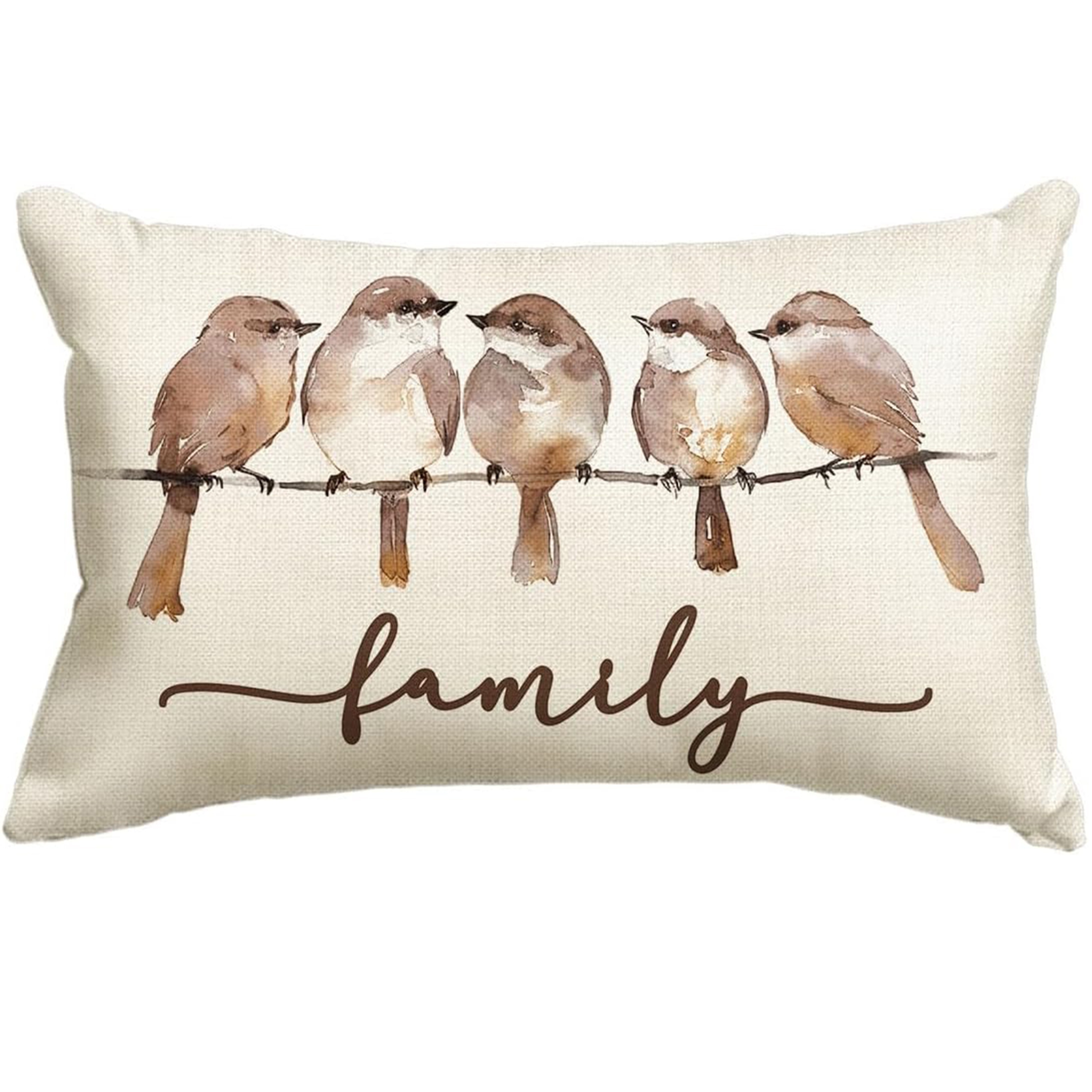 TEMU 1pc, Sweet Home Family Watercolor Throw Pillow Covers, , , Cushion Case Decoration For Sofa Couch, Single-sided Printing, No Pillow Core
