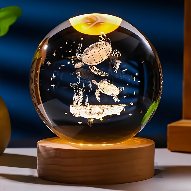 TEMU Led Sea Ball Night Light, Healthy And Long- . Used For Home Bedroom Decoration. For Elders, Relatives, , Or Turtle Enthusiasts.glass Turtle Decor, Turtle Stuff