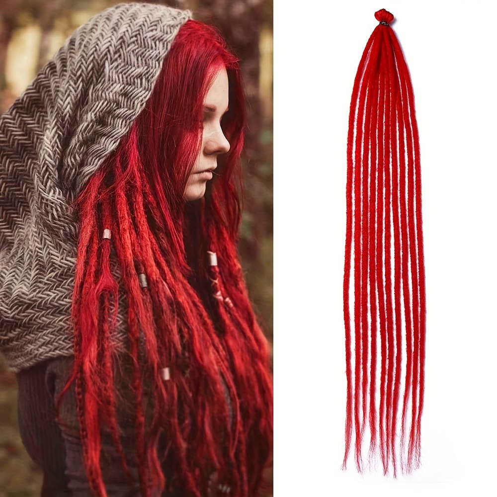 26 Inch Dreadlock Extensions, 10 Strands Pink Single Ended Thin 0.6cm Dreads Extensions, Synthetic Braid In Dreadlock Extensions Reggae Hippie Crochet Dreads For Women