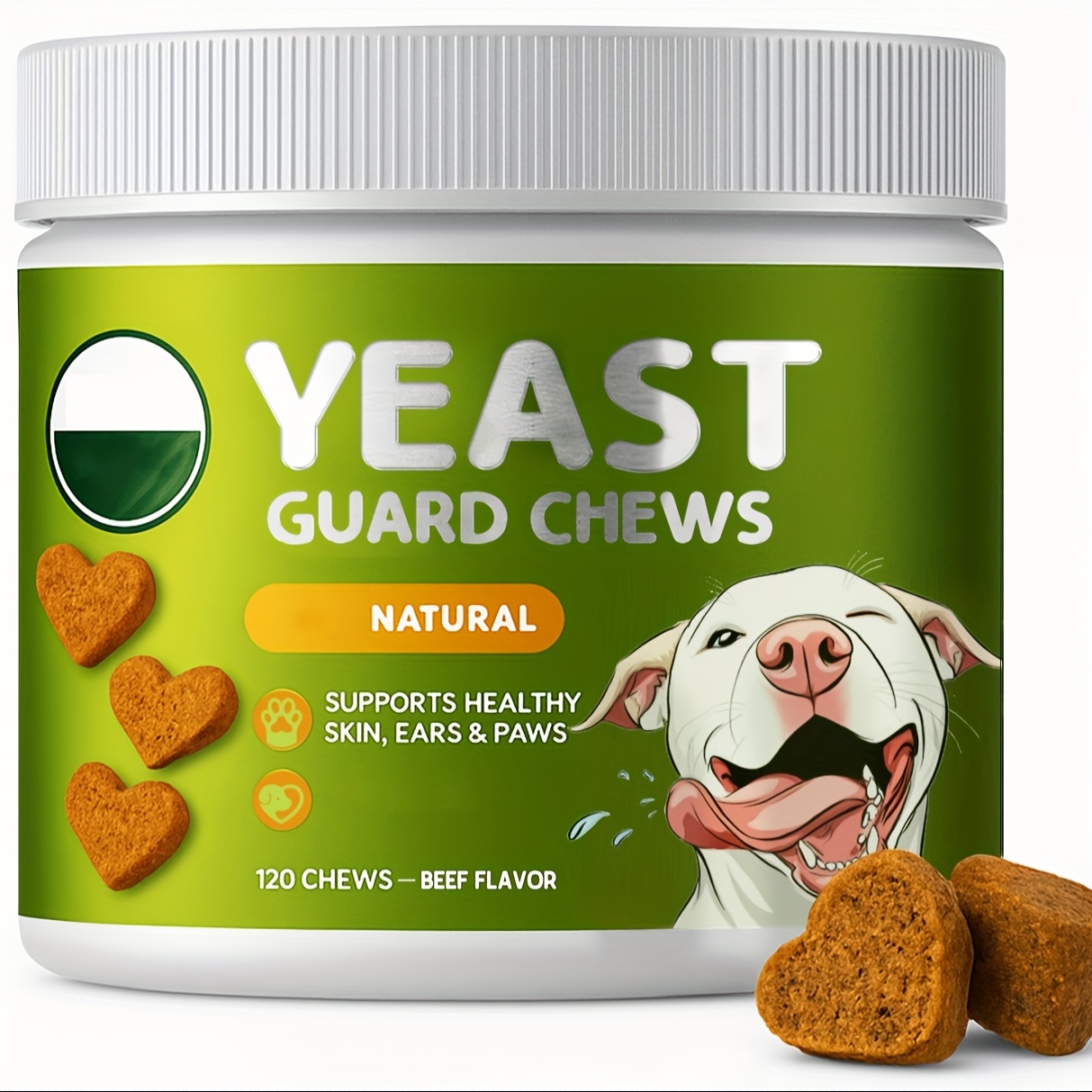 TEMU Yeast Dog Food Supplement - 120 Chewable Tablets, Probiotics For All Dogs, Supports Ear, Gut & Digestive Health, Aids & Wellness