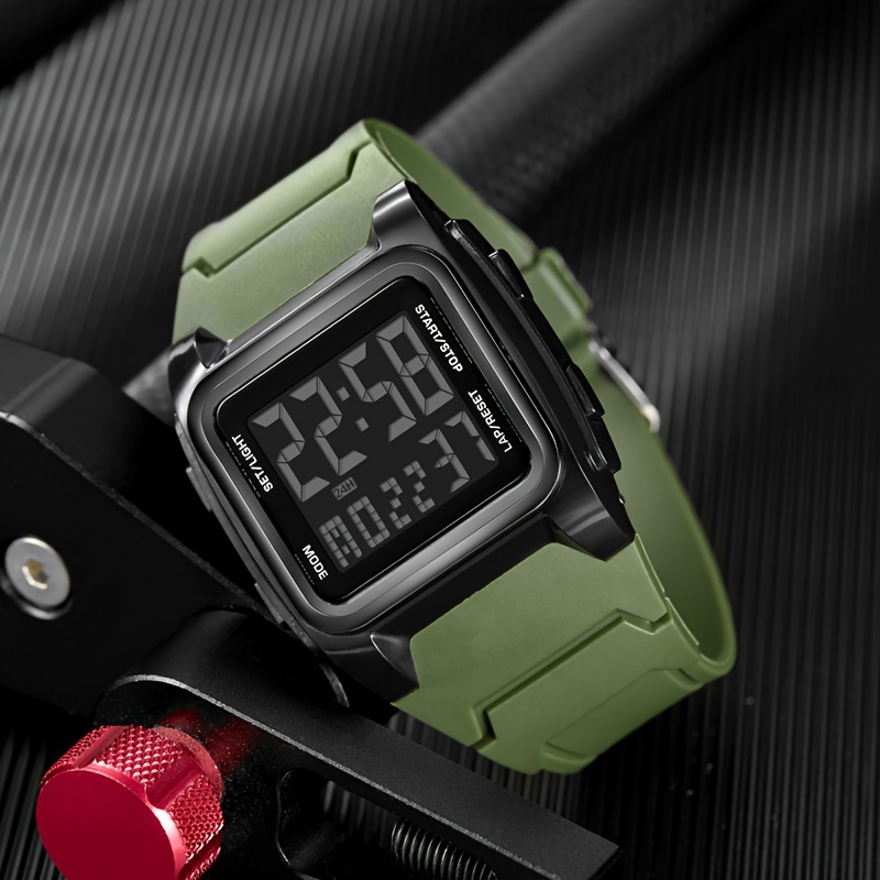 スクエア レトロ スポーツ デジタル腕時計 多機能ミリタリーアウトドア腕時計 防水フィットネストラッカー ストップウォッ - Temu Japan