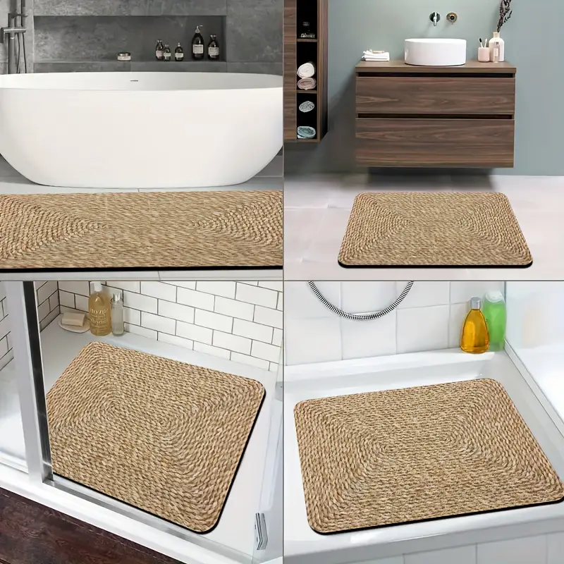 1pc diatomite bath mat retro texture print design quick dry non slip absorbent floor mat soft and comfortable for bathroom shower laundry room bedroom doorway kitchen rug rv bathroom Product details 8