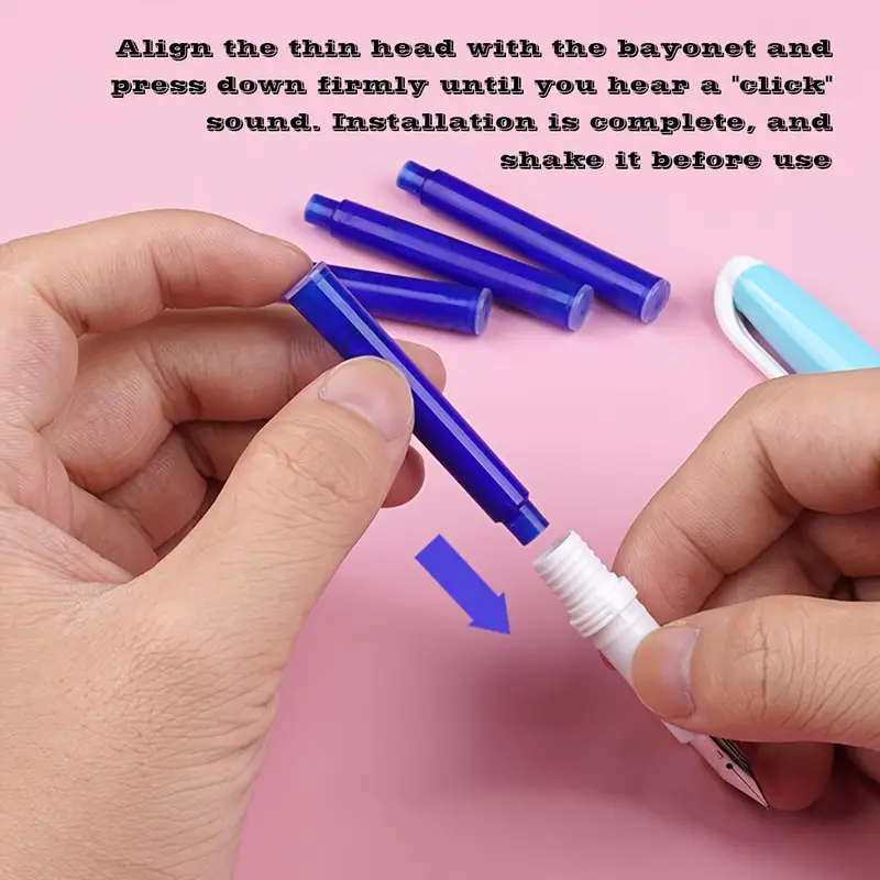 Set stilou cu radiera + 5 rezerve termice 7 set de 6 bucăți, uri ștergătoare la căldură cu fin de 0.5mm, saci de cerneală înlocuibile, papetărie de birou cu instrumente de scris din cauciuc (1 + 5 saci de cerneală albastră) detalii 5