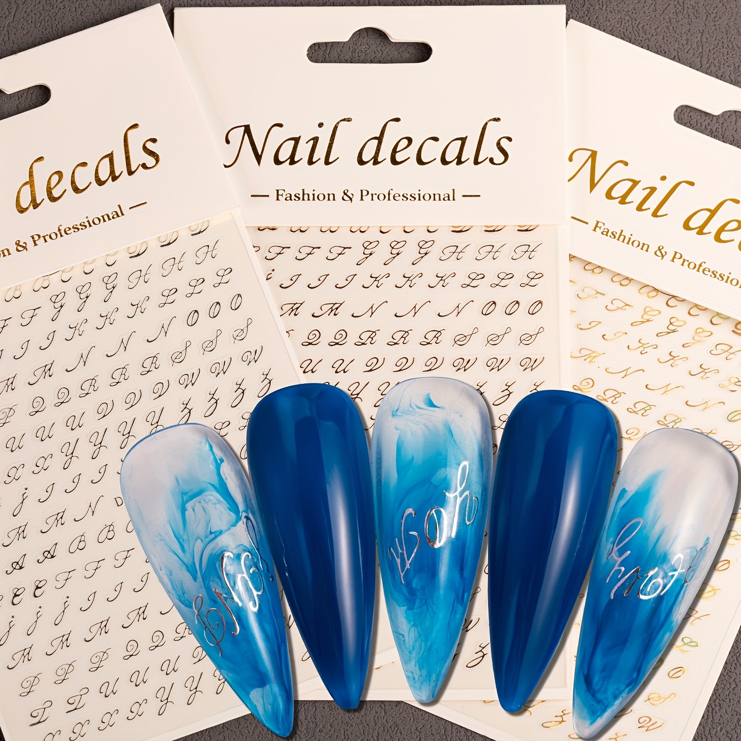 6 New Styles Of Letter Nail Art Stickers With , Featuring 26 And Lowercase English Letters In 3d For Nail Designs