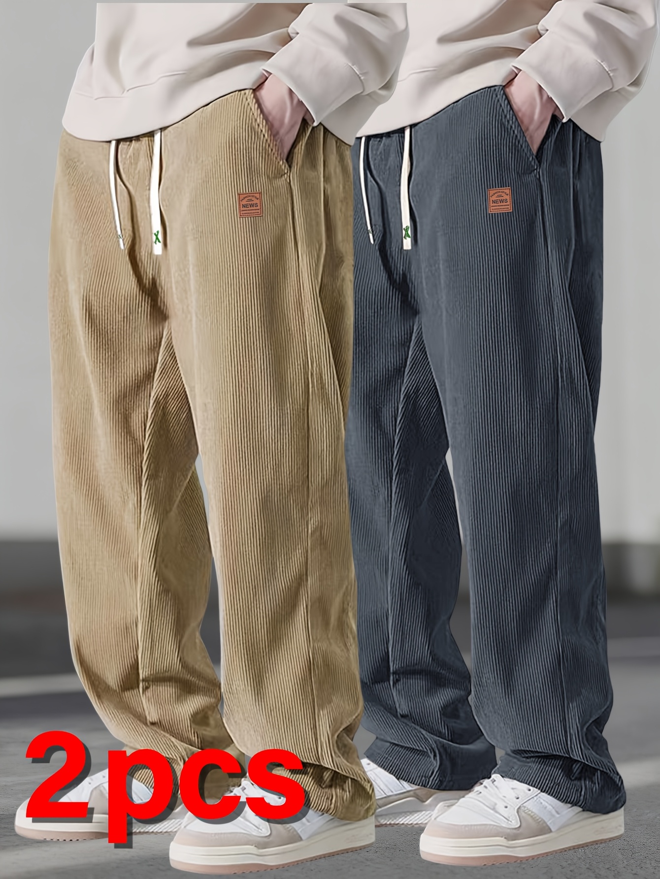item picture   yuan       corduroy casual pants 2pcs loose fit retro texture comfortable matching outfit
