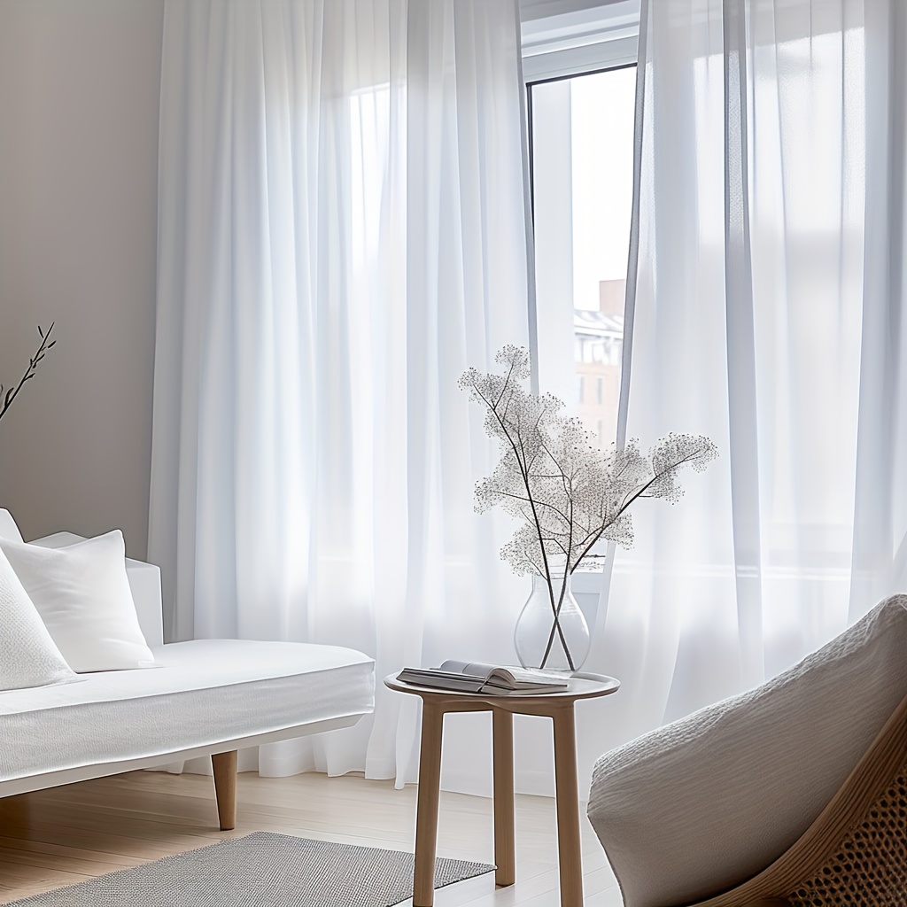 TEMU 2pcs Set, Light Breathable Spring And Curtains With Rod , Made Of Breathable And Lightweight Fabric, Good Drape, Available In Various Sizes,