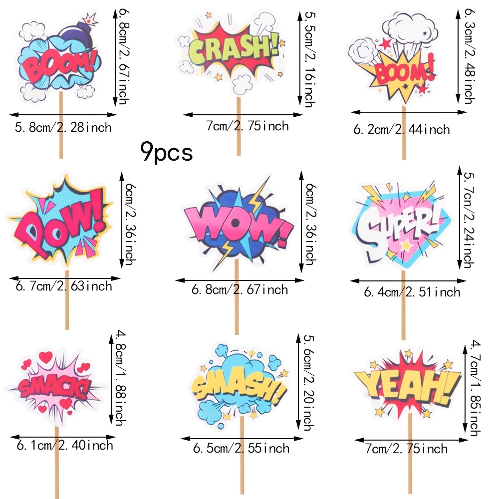 9pcs Superhero Cake Topper Set - Perfect For Baking Decorations