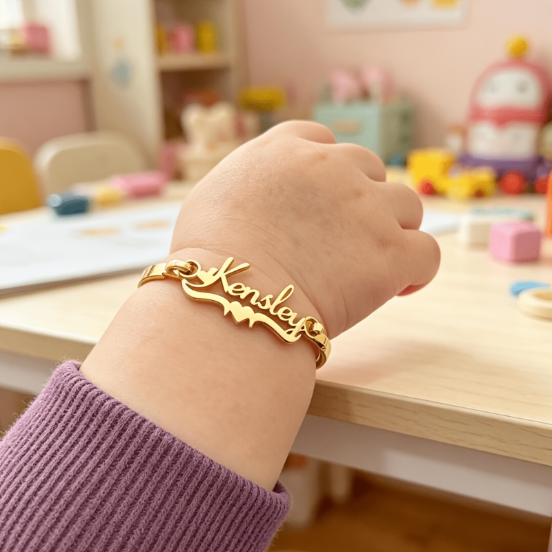 TEMU Custom Personalized Name Bracelet, Golden Exquisite Personalized Wrist Accessory, Delicate And Premium Jewelry Ornament