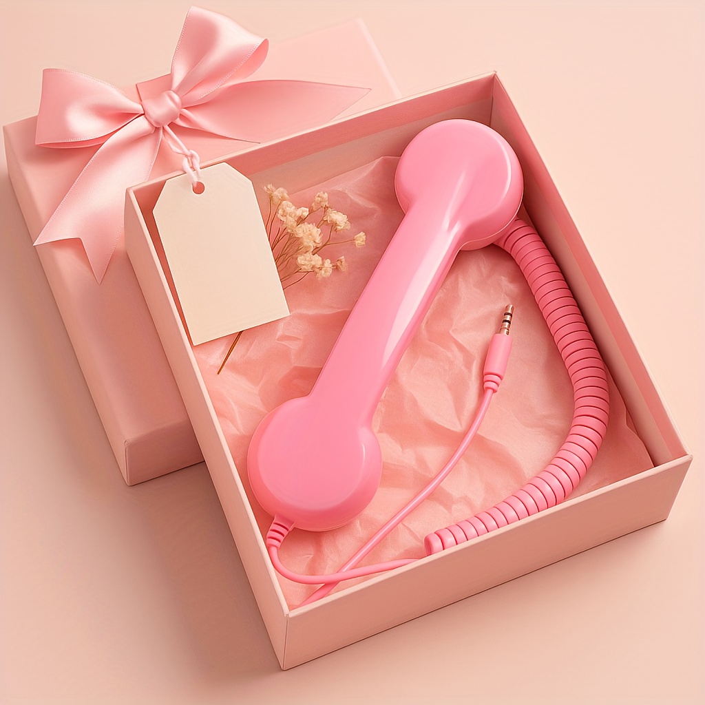 graduation gift pink   phone and phone receiver girl style   anti radiation   3 5mm universal plug suitable for mobile phones and computers the product does not    