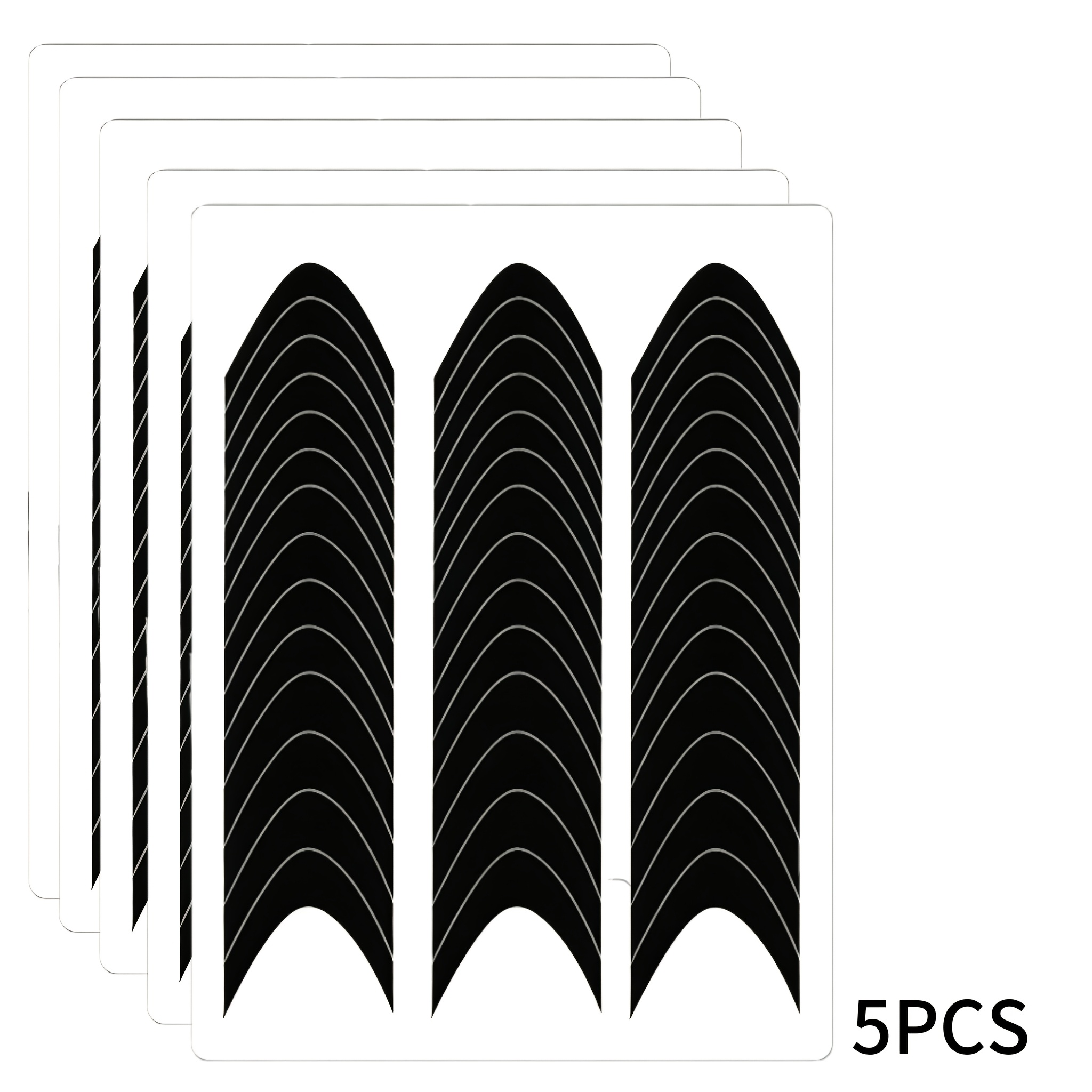 TEMU 5pcs French Nail Tip Guides - Self-adhesive Black Moon-shaped Stickers Suitable For Diy Nail Art, Nail Template Decoration With Edge Assistance