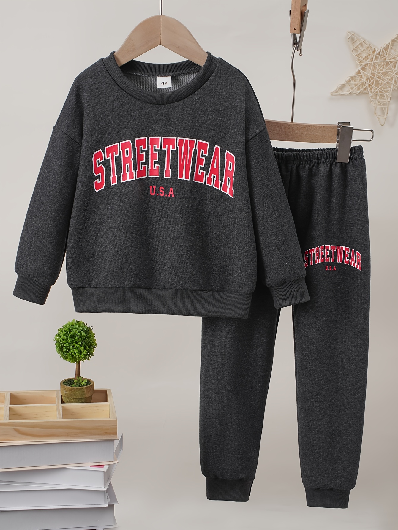 Tuta Sportiva Bambino 2 Pezzi - Felpa Con Tasca E Pantaloni Strisce