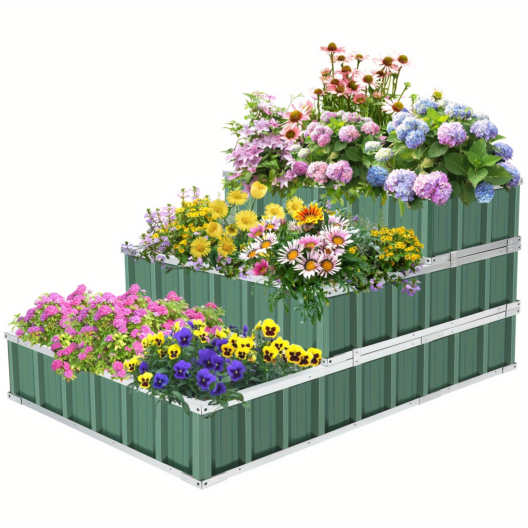 

3-tiers Galvanized Raised Garden Beds Metal Garden Beds Planter Box For Vegetables Flowers