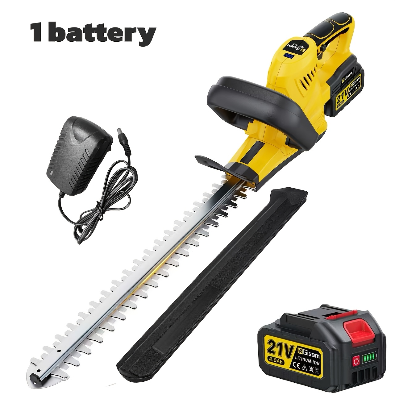 Image of Cordless Hedge Trimmer With 4.0ah Batteries & Charger, Blade Hedge Clippers Handheld, Ergonomic Handle, Electric Hedge Trimmer For Yard/garden, Cordless