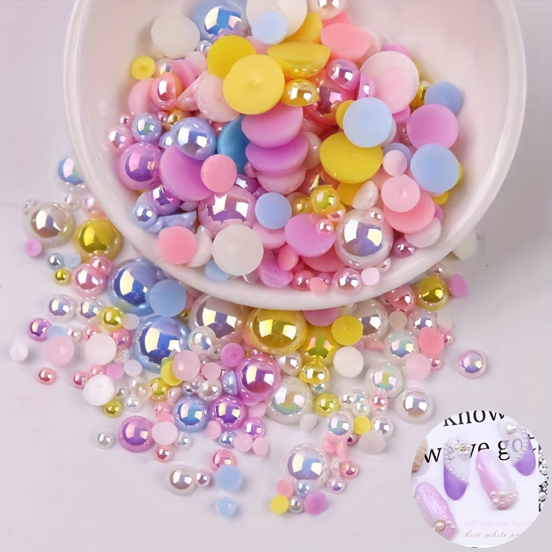 

240pcs 3-10mm Ab Color Semi-circular Flat Back Beads Resin Charms Cabochons Patches For Diy Resin Fillers Decorative Accessories