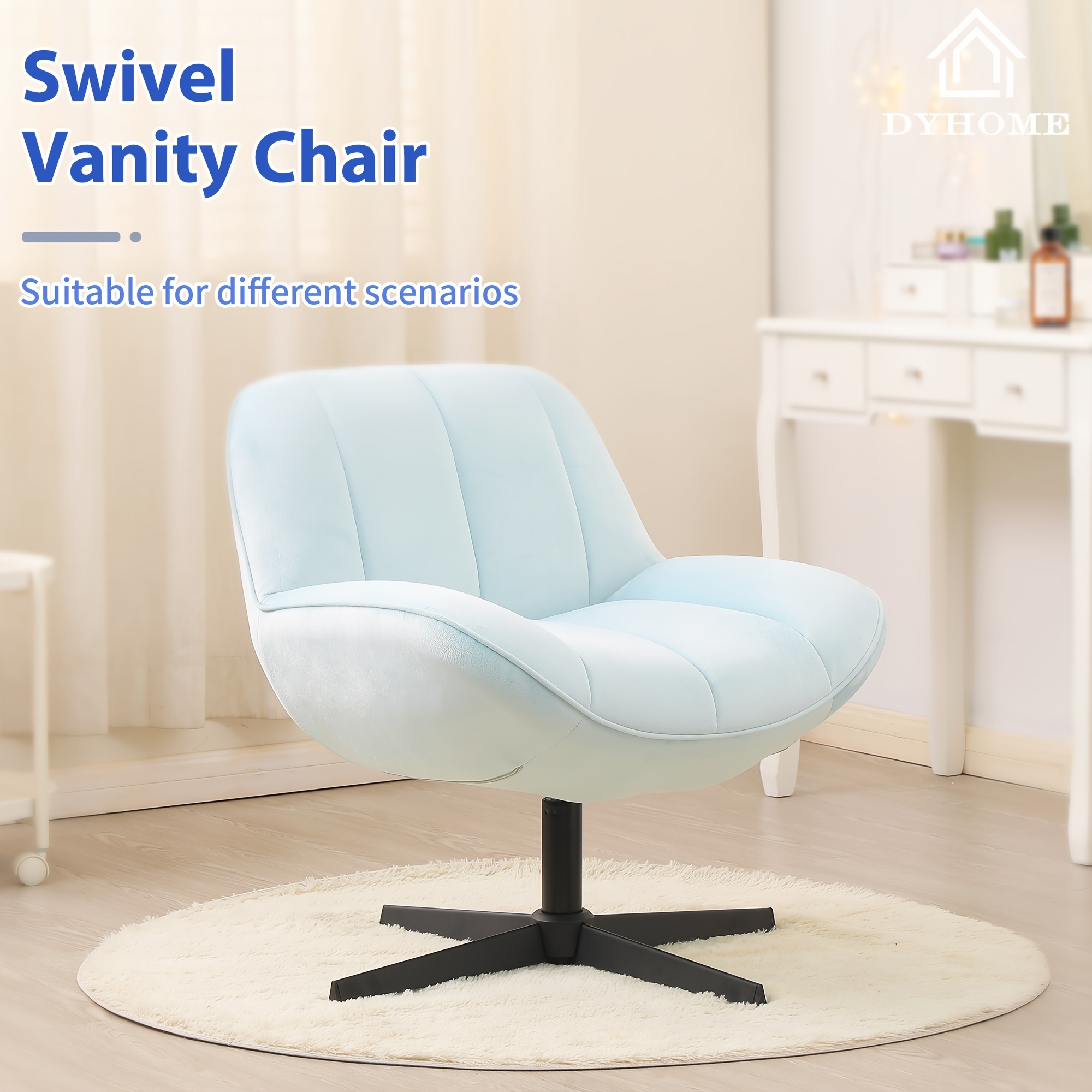 

Dyhome 1pc Chair With No Wheels, Swivel Velvet Legged Chair For Living Room Bedroom Reading Vanity Chair, Mid Back Accent Chair, Home Decoration.