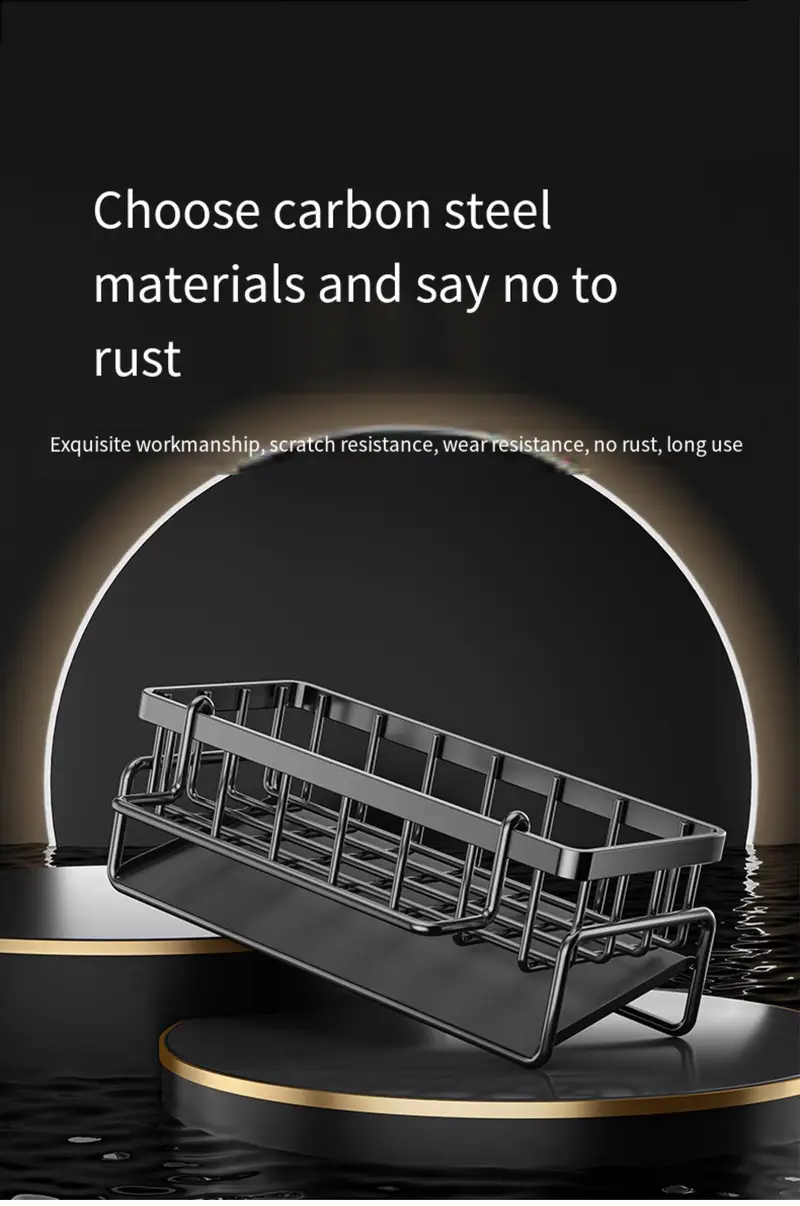 versatile kitchen bathroom organizer plastic sink caddy for soap sponges towels details 1