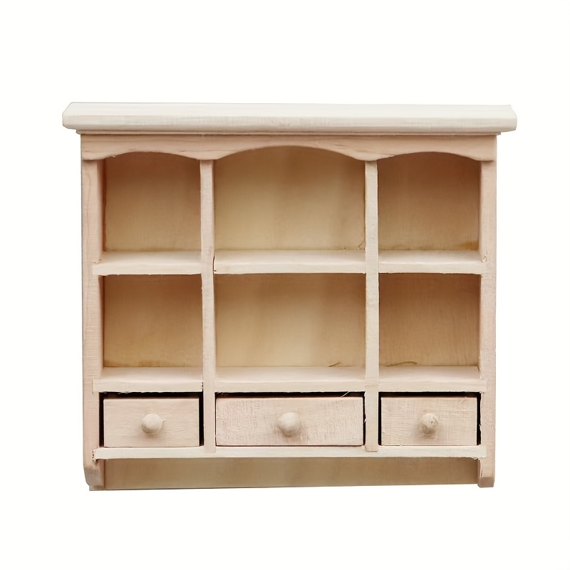 Image of 1:12 Dollhouse Mini Furniture Miniature Scene Model Wooden Unfinished Cabinet Wall-mounted Cabinet