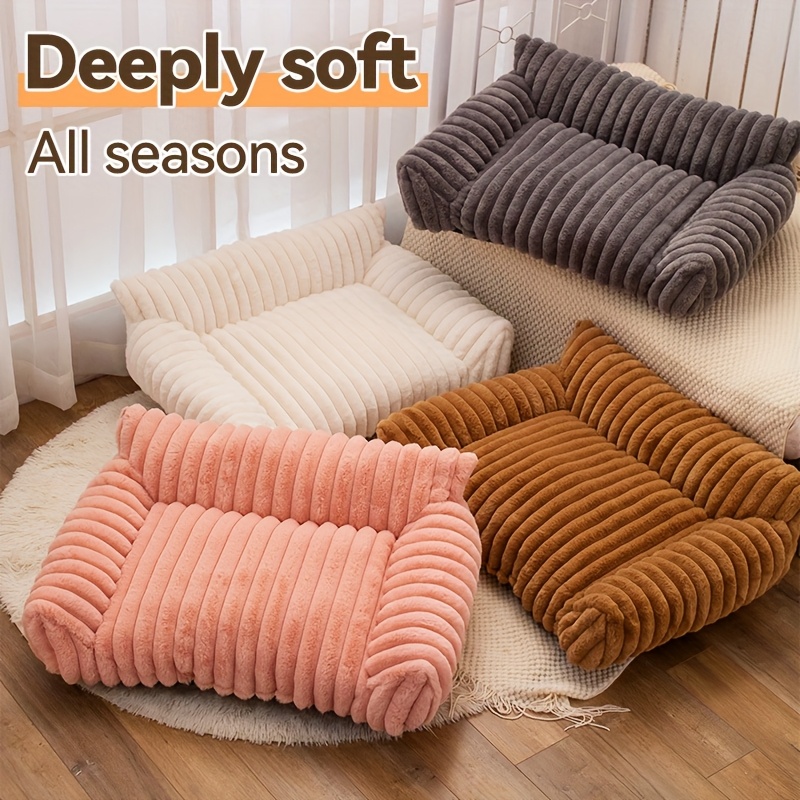   plush pet sofa bed for cats small dogs supportive indoor lounger with soft polyester filling cozy   machine washable ideal for indoor pets pet lounger cozy pet bed soft polyester fill Product details 0