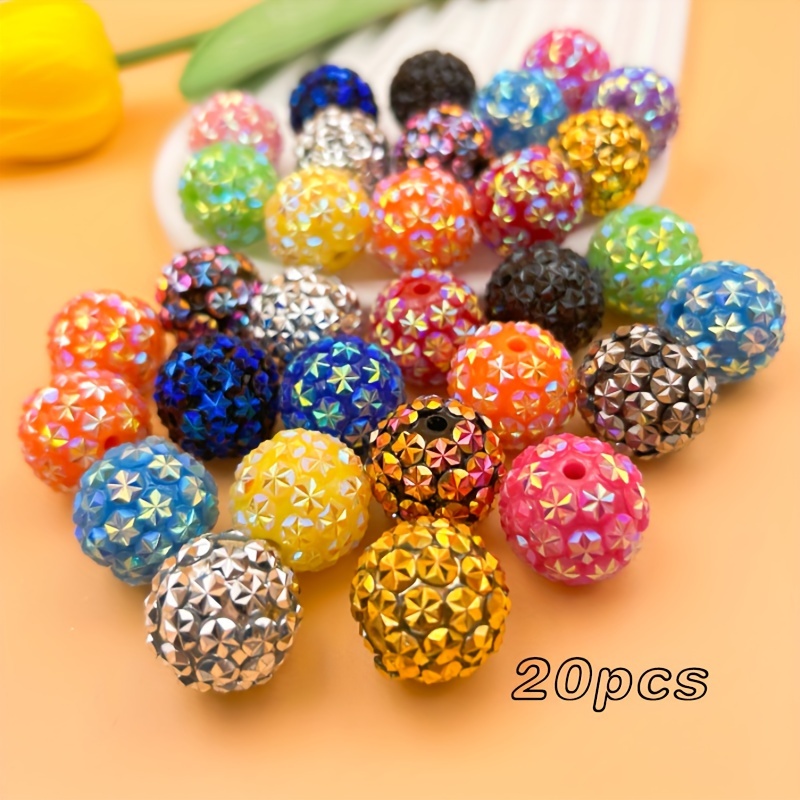 TEMU 20pcs Of 20mm Acrylic Beads - Mixed Shaped Pattern Scattered Beads, Suitable For , Shoes, And Decoration, Jewelry Making Beads, Shiny Finish