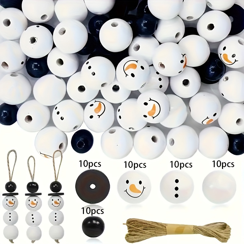 

Lot de 50 Perles en Bois de Noël - , pour la Bijouterie DIY et l'Artisanat de Fêtes, Idéal pour Noël