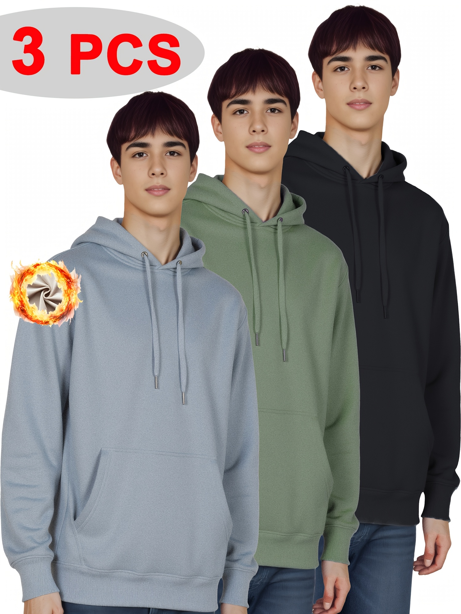 3 pack mens fleece hoodie long sleeve lightweight athletic workout sweatshirt for men with pockets