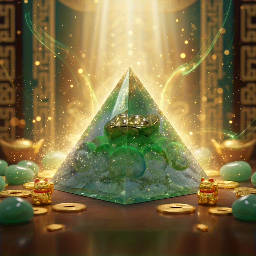 Statue Ornament, Pyramid 3d Ornament, Wealth Instantly! Shiny Bead Pyramid Good Luck Ornament