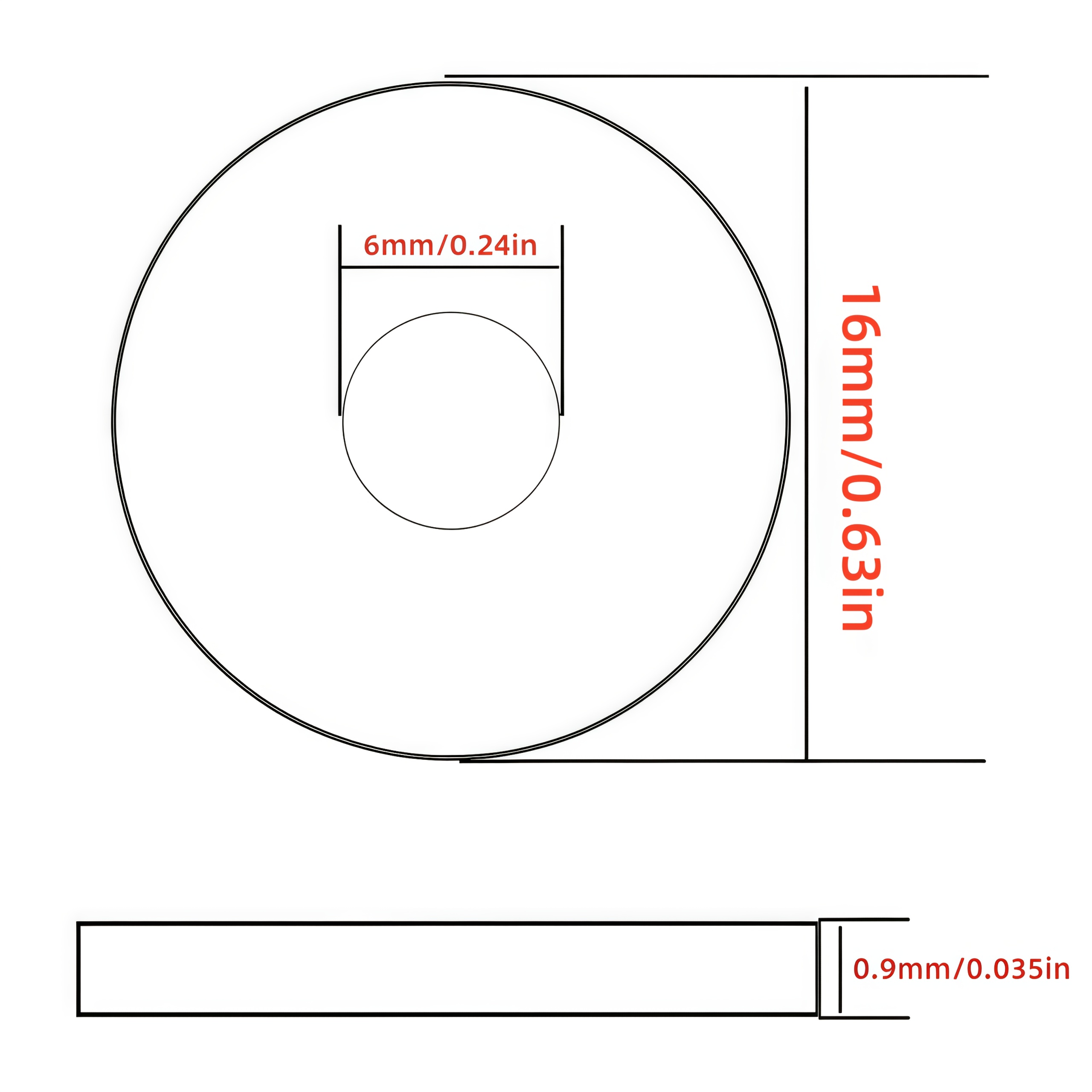 E-shop 100 Stück Extra Große Verzinkte Unterlegscheiben, Dicke Metallflachscheiben, Schraubenscheiben, 6mm x 16mm x 1,1mm
