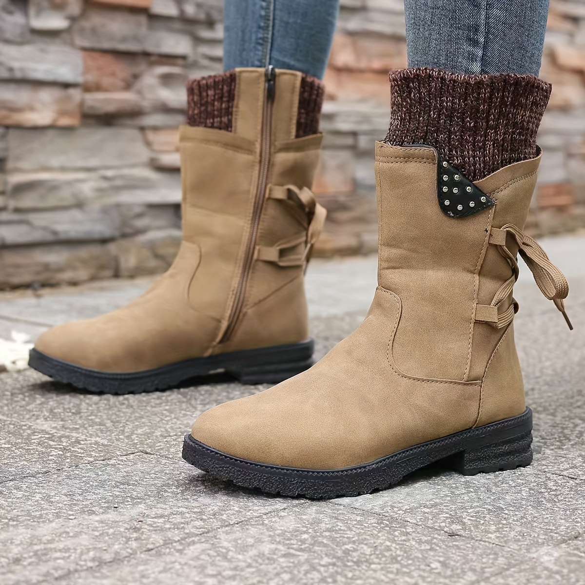 womens vintage   calf knitted boots Product details 6