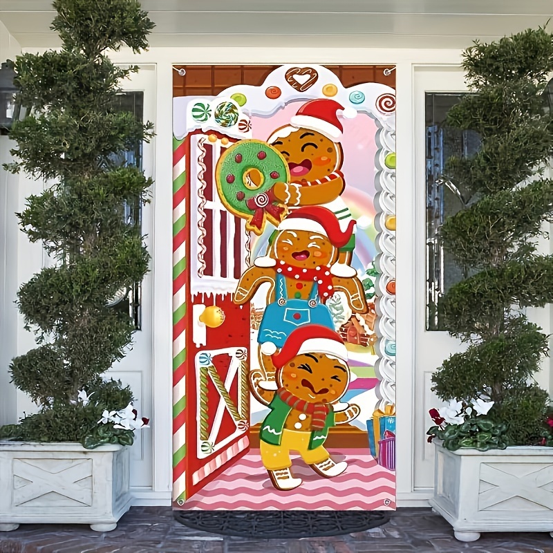 

1 Pc Christmas Door Cover Decorations (35.4 X 70.8 Inch), House Door Cover Christmas Door Backdrop Banner Xmas Door Hanging Banner For Christmas Winter Party Holiday Xmas Eve Supplies