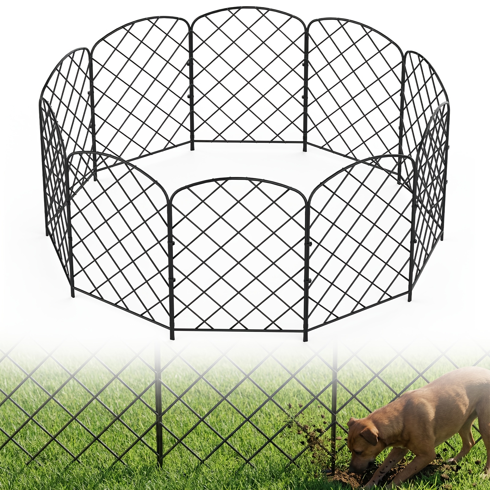 TEMU Heavy Duty Metal Garden Fence Panels Compatible For Flower Beds, Vegetable Gardens, Lawn & - Installation With Stakes, Rust-resistant Wire