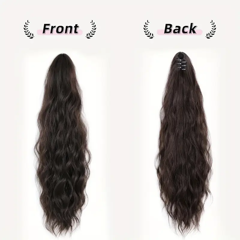 45.72cm curly ponytail extension for women - heat resistant synthetic clip-on hairpiece with claw clip, layered long hair for daily & party use, natural look for thick hair, ponytail hair extensions, versatile hairpiece, secure clip attachments details 0