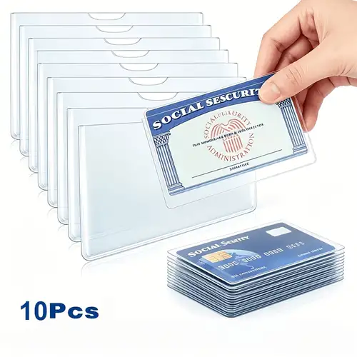 plastic sleeve for social security card Protector, Clear Credit Card Sleeves, 10-Pack 6 Pack Social Security Card