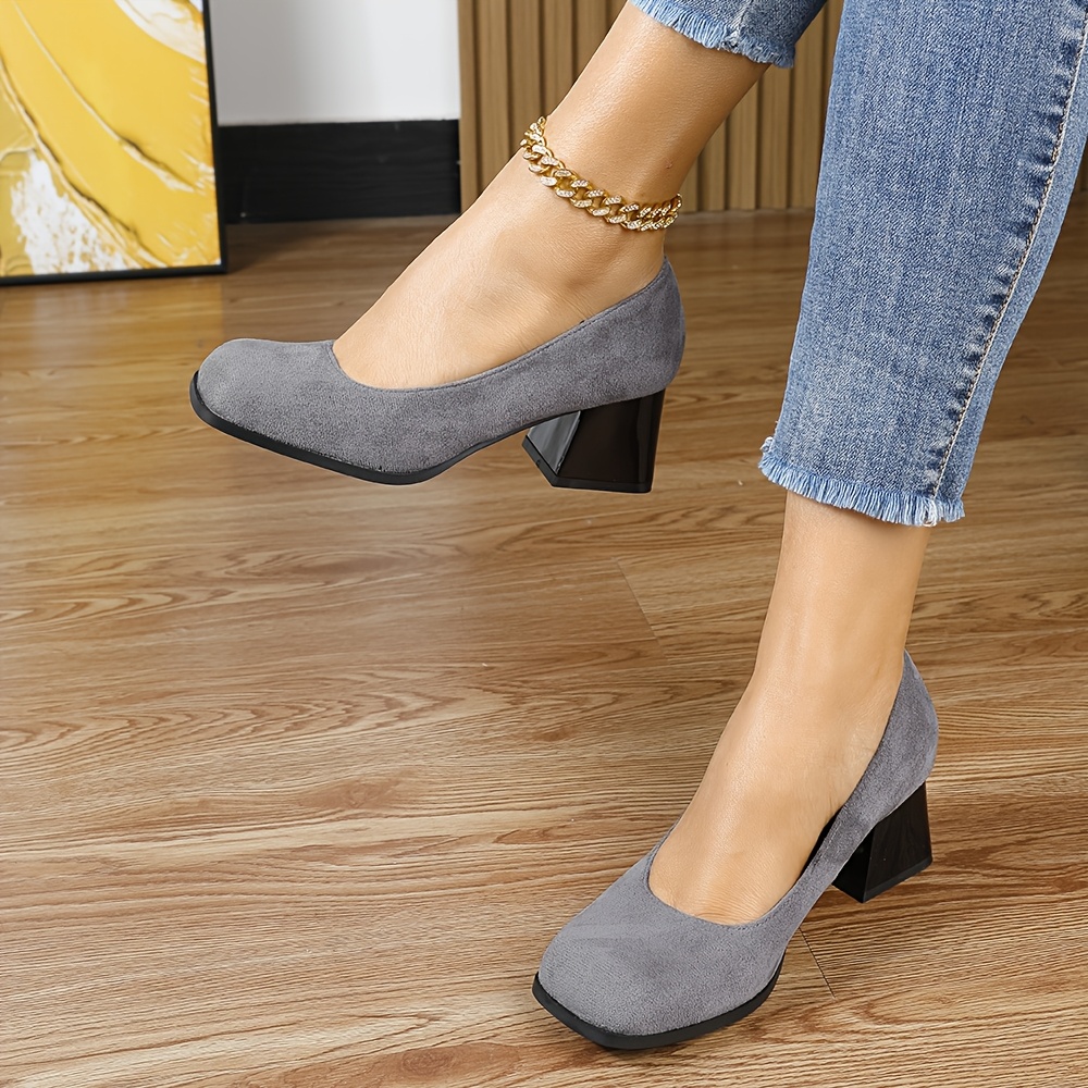 women's large size chunky block heel pumps lightweight Temu Germany