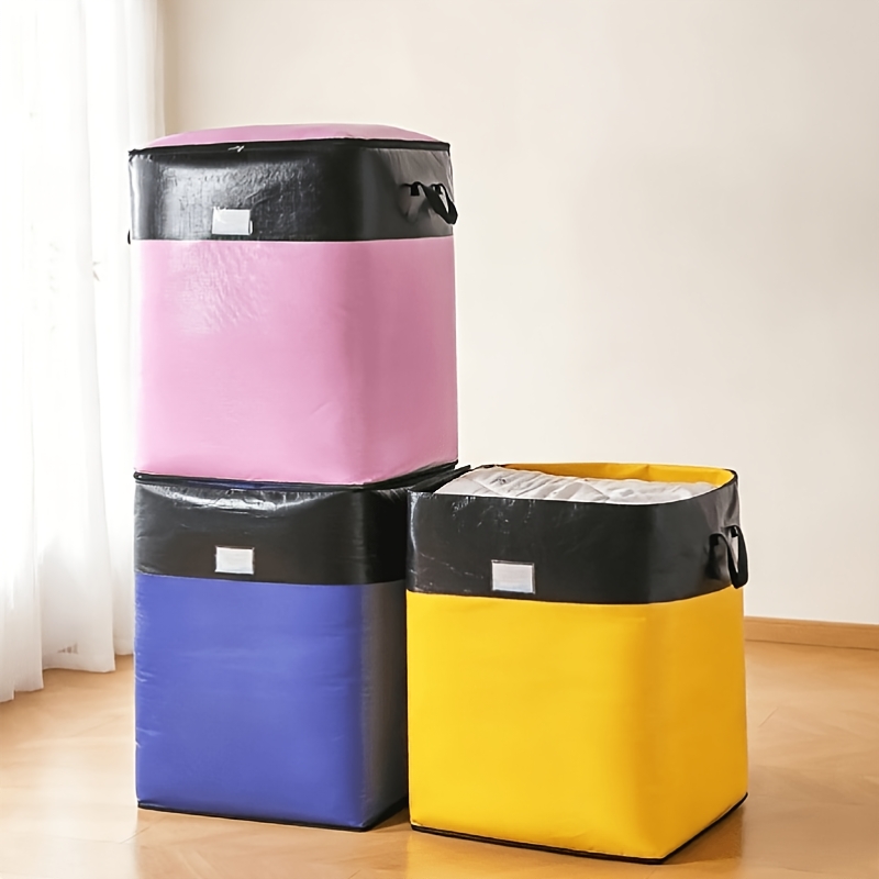 TEMU 3pcs Heavy-duty Extra-large Moving Bags, Waterproof Zippered Storage For Quilts, Pillows, And Clothing - Durable Reusable Moving And Home