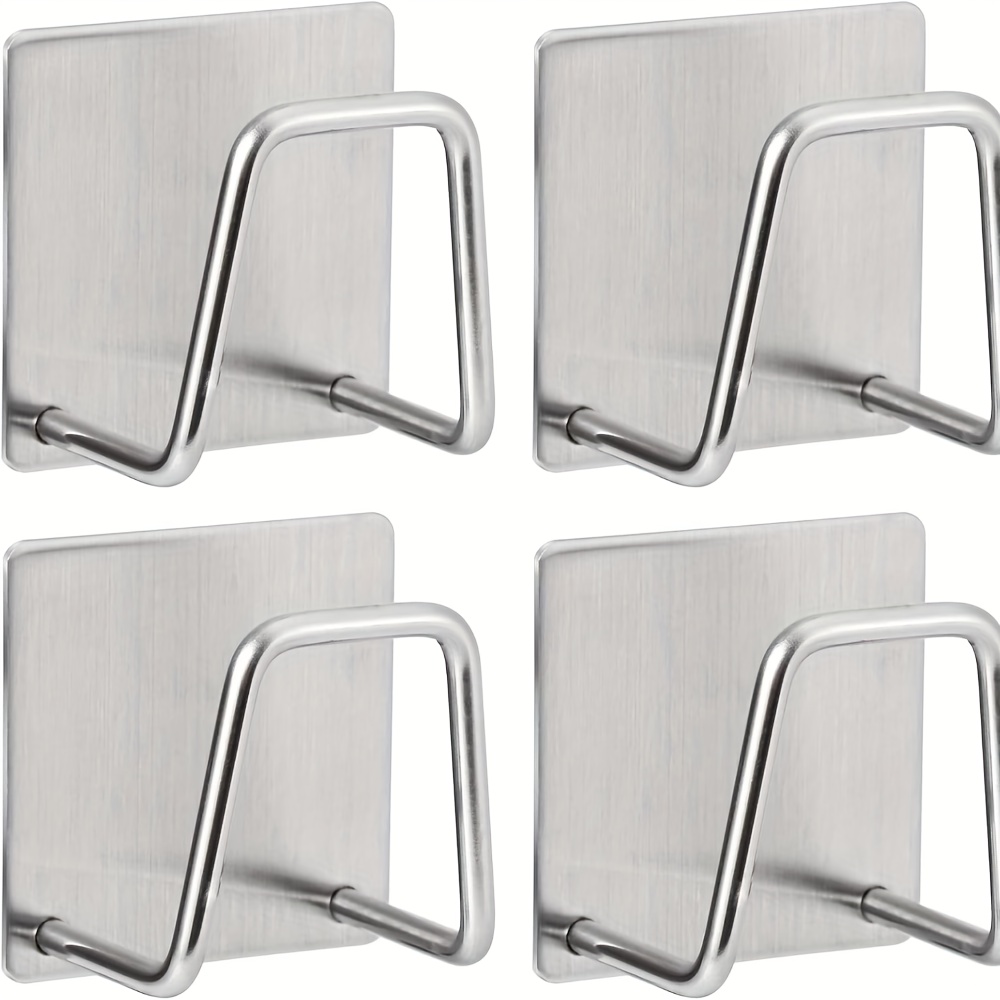 TEMU Portaspugna da 4 pezzi in acciaio inossidabile | Materiale 304 antiruggine, a parete/da appoggio, design con drenaggio, conservazione ordinata