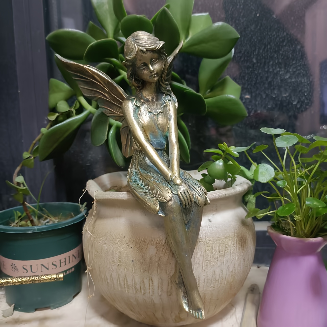 Image of Vintage Fairy Resin Art Ornament Sculpture For Home Courtyard Landscaping American Decor