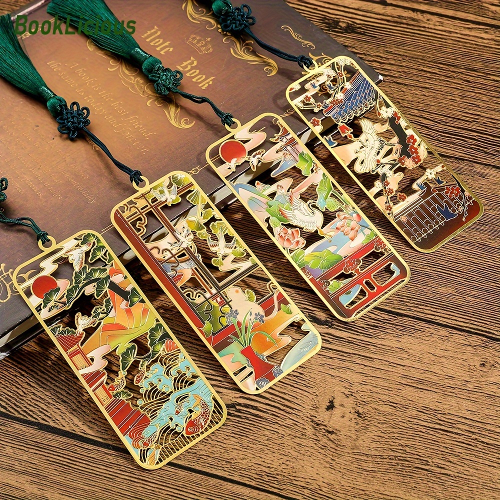 

1pc, Metal Bookmark, Chinoiserie Creative Bookmarks Suitable, Hollowed Out Forbidden City Dunhuang Suitable For Tourists Love Traveling, Gift For Teacher's Day, University Commemoration