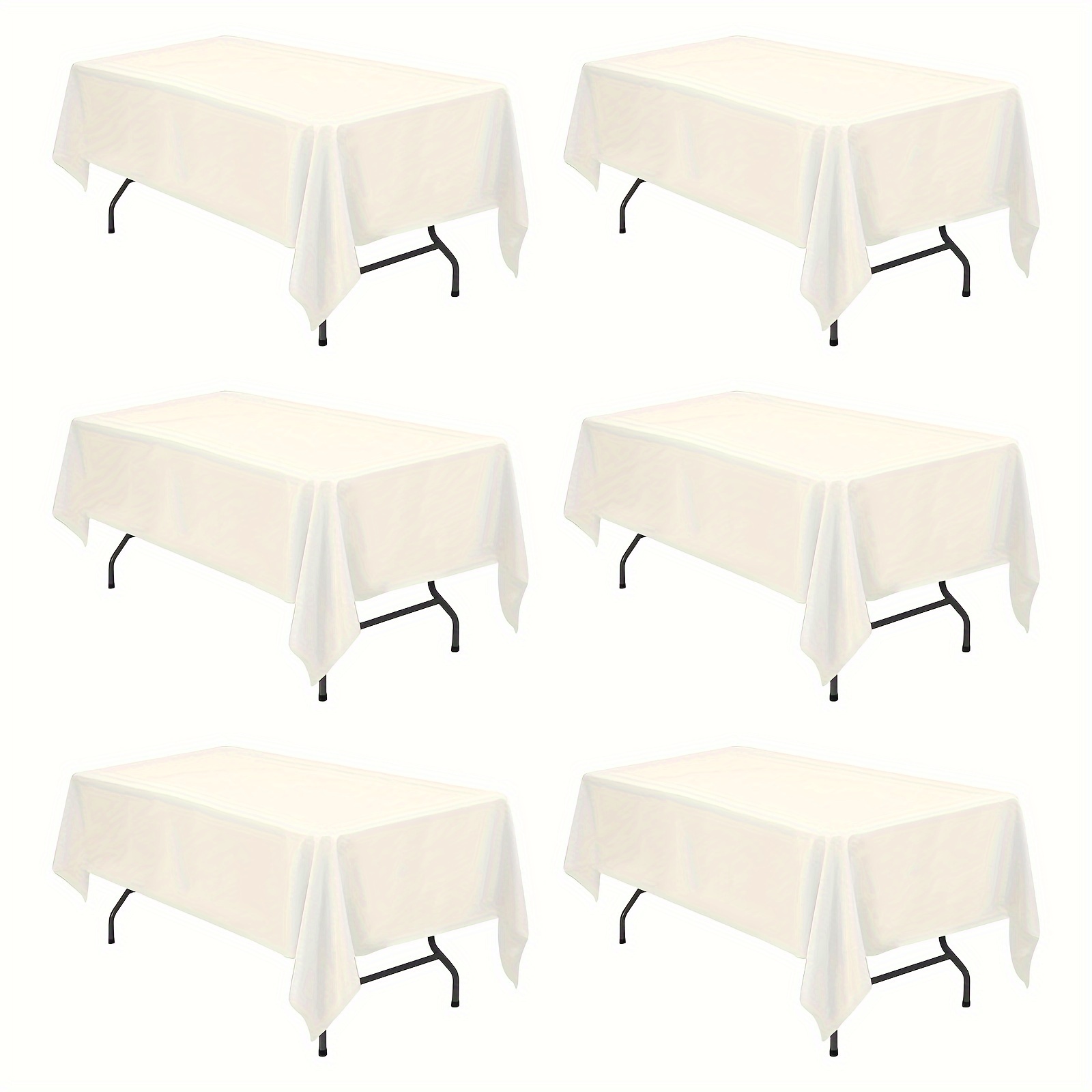 

6 Pack Ivory Tablecloths Rectangle Tables, Rectangular Bulk Linen Polyester Fabric Washable Long Clothes For Wedding Reception Banquet Party Buffet Restaurant, 60*102 In