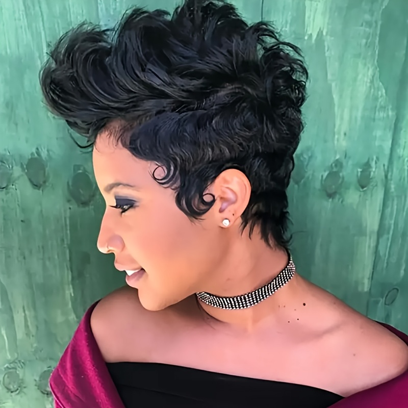 TEMU Short Afro Curly Synthetic Hair Wig - Body With , Natural Look For African American Women, Elegant Party & Casual Attire, Short Hair Wig, Hairline , Short Hair Wig, Stylish Updo Accessory