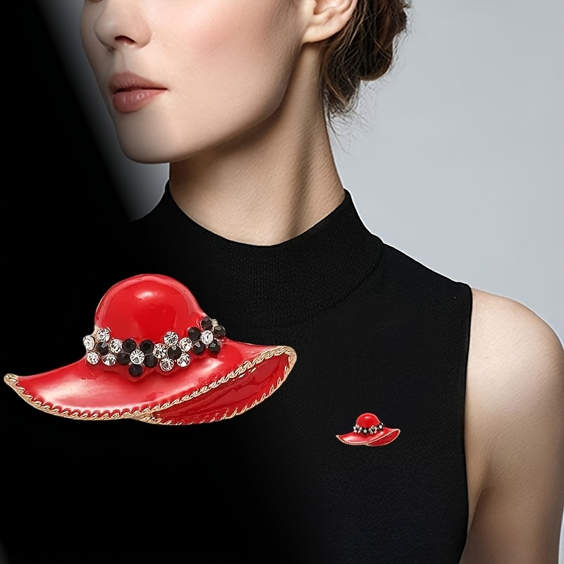 Image of 1pc Fashion Hat Enamel Jewelry Women's Brooch And Pin Clothing Decoration Sweater Coat Dress Backpack Additions Women's Gift Women's Jewelry Festival Gift