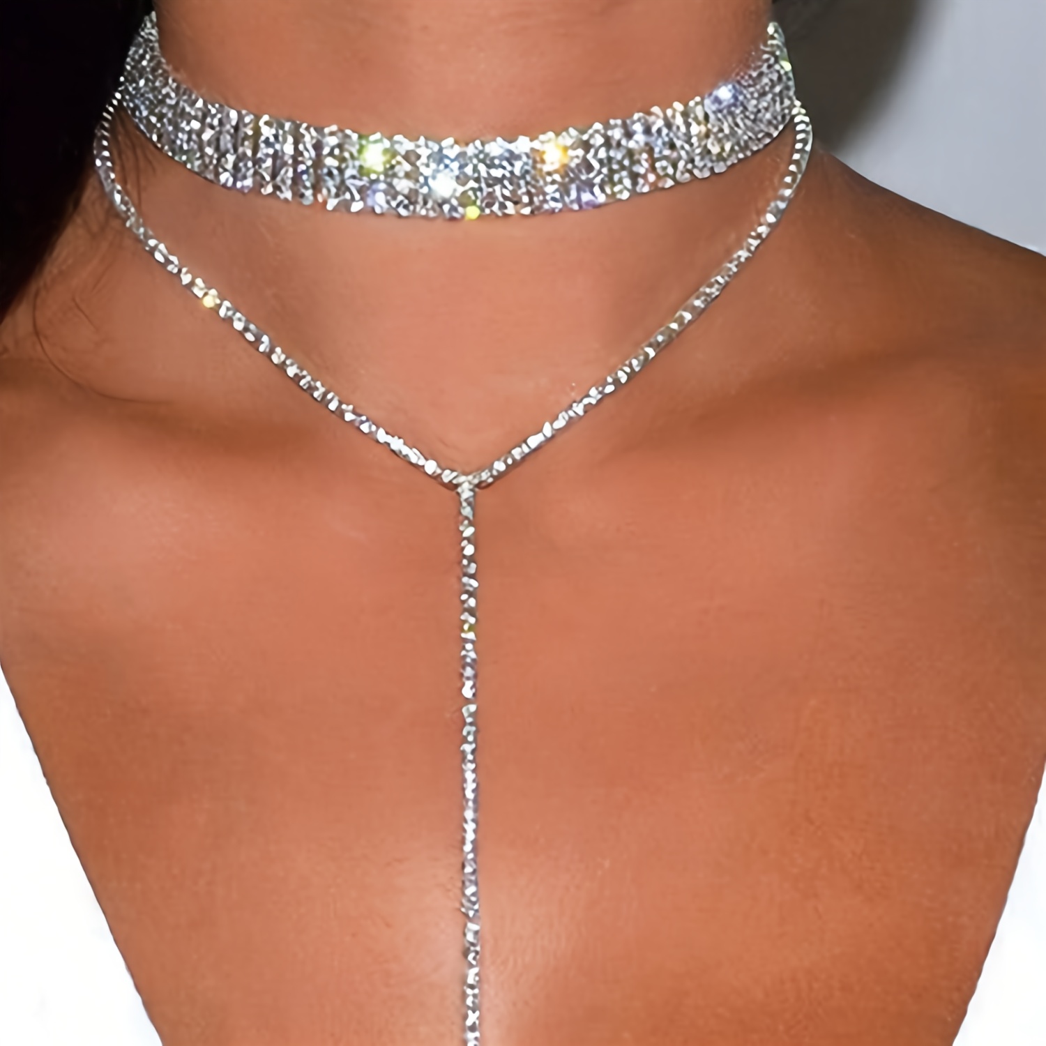 

Elegant -chic Necklace - Sparkling Clavicle Chain For Parties & Banquets, Perfect Valentine's Gift