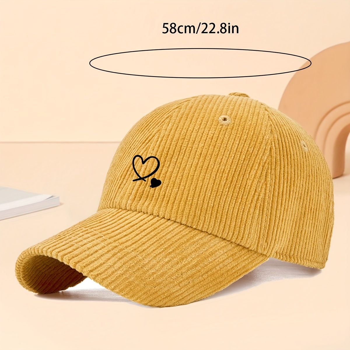 1pc casquette en velours   imprimé   cœurs pour femmes & unisexe - chapeau chaud ajustable antivent en   pour streetwear extérieur,   avec bord   et coupe confortable pour lhiver Détails du produit 1