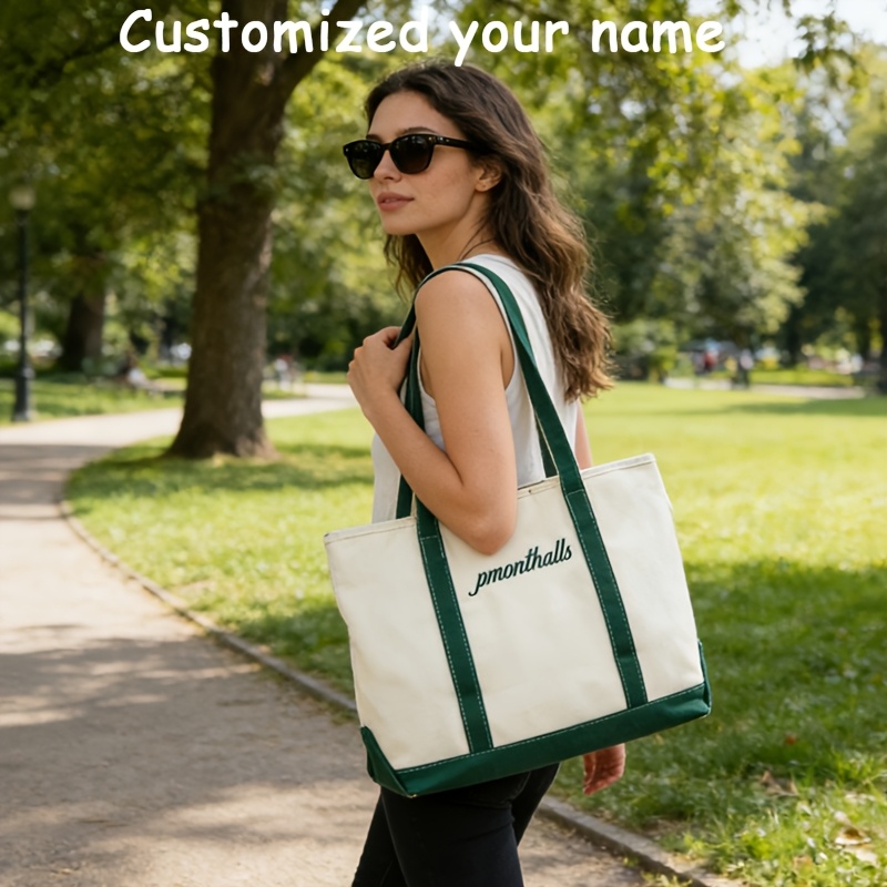 TEMU Custom Handbag, Exquisitely Embroidered Custom Tote Bag, Multiple Colors Available, Lightweight, Large Capacity, Foldable, Suitable For , Ideal