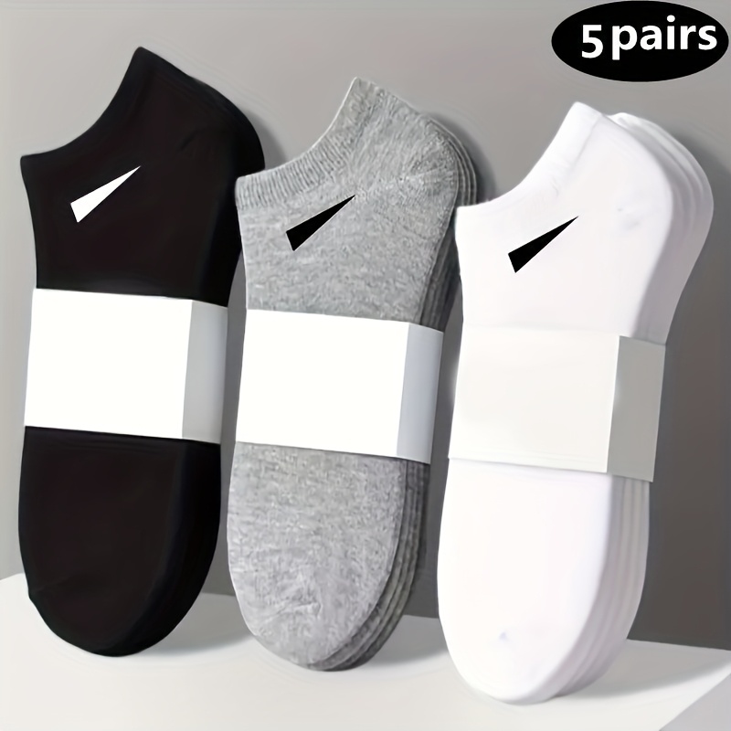 TEMU 5 Pairs Of Three-color Socks: Black And White Gray-basic Simple Multi-functional Unisex Comfortable Fashion Pattern Suit, Suitable For Outdoor