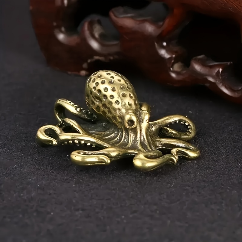 E-shop 1 Stück Massiv Messing Oktopus Figur - Vintage Kupfer Tee-Pet & Sammlerstück, Handgefertigte Kunststatue für Innen-/Außendekoration, Keine