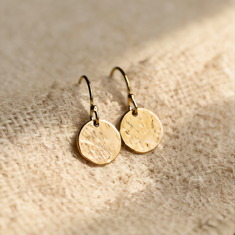 Image of Boho French Disc Earrings Suitable For Pierced Ears - Minimalist Bohemian Ethnic Stud & Dangle Jewelry With K Plating, Daily Wear, For - Versatile Ear