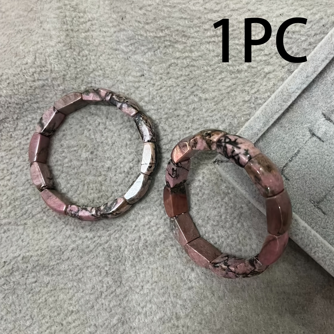 TEMU 1pc Natural Stone Bracelet, Rose Quartz Bangle Stretch Beaded Bracelets For Men Women - Perfect Gifts For Love